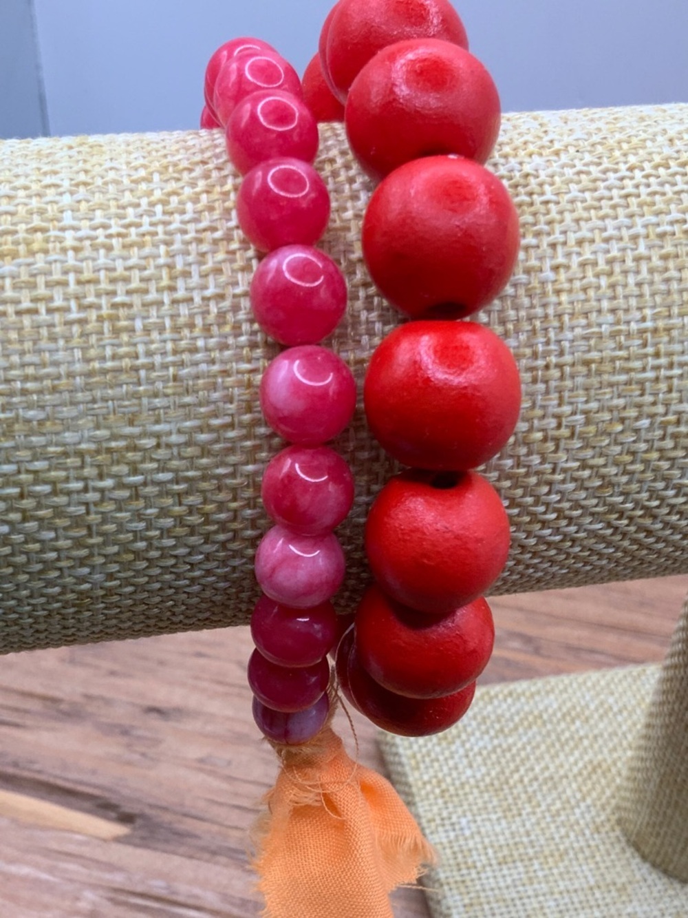 Plunder Design Double Pink Beaded Stretchy Bracelet